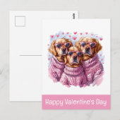 Carte Postale Joyeuse Saint-Valentin Chiens Retriever D'Or (Devant / Derrière)
