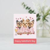 Carte Postale Joyeuse Saint-Valentin Chiens Yorkshires (Debout devant)