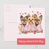 Carte Postale Joyeuse Saint-Valentin Chiens Yorkshires (Devant / Derrière)