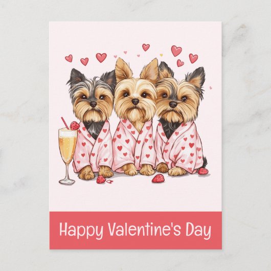 Carte Postale Joyeuse Saint-Valentin Chiens Yorkshires (Devant)