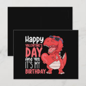 Carte Postale Joyeuse Saint-Valentin et oui c'est mon anniversai (Devant / Derrière)