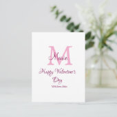 Carte Postale Joyeuse Saint-Valentin monogramme rose nom amour f (Debout devant)