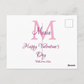 Carte Postale Joyeuse Saint-Valentin monogramme rose nom amour f (Dos)