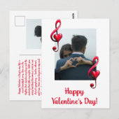 Carte Postale Joyeuse Saint-Valentin Musique d'amour (Devant / Derrière)