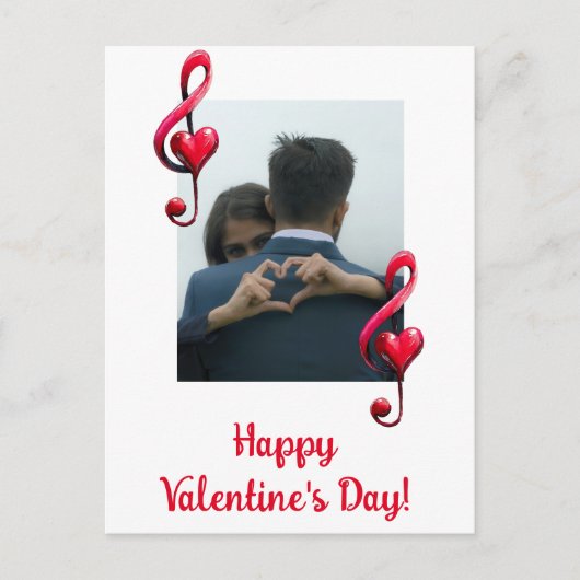 Carte Postale Joyeuse Saint-Valentin Musique d'amour (Devant)