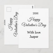 Carte Postale Joyeuse Saint-Valentin nom amour simple année styl (Devant / Derrière)