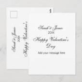 Carte Postale Joyeuse Saint-Valentin nom date message simple élé (Devant / Derrière)