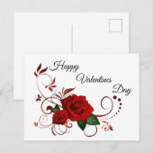 Carte Postale Joyeuse Saint-Valentin Roses Rouges (Devant / Derrière)