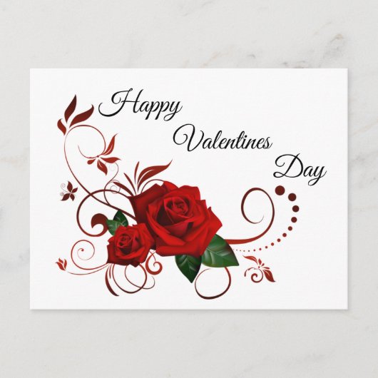 Carte Postale Joyeuse Saint-Valentin Roses Rouges (Devant)