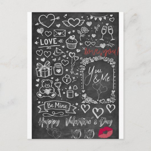 Carte Postale Joyeuse Saint-Valentin - Tableau noir d'amour (Devant)