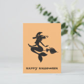 Carte Postale Joyeuse sirène de sorcière Halloween sur Broom Pos (Debout devant)