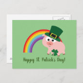 Carte Postale Joyeuse St. Patrick Cute Leprechaun Cochon (Devant / Derrière)