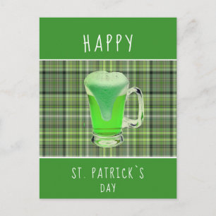 Carte Postale Joyeuse St. Patrick jour Bière verte motif irlanda