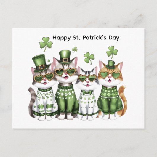 Carte Postale Joyeuse St. Patrick's Day chats (Devant)
