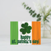 Carte Postale Joyeuse St. Patrick's Day, Drapeau irlandais Coule (Debout devant)