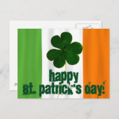 Carte Postale Joyeuse St. Patrick's Day, Drapeau irlandais Coule (Devant / Derrière)