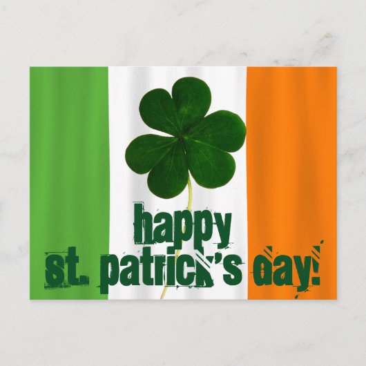 Carte Postale Joyeuse St. Patrick's Day, Drapeau irlandais Coule (Devant)