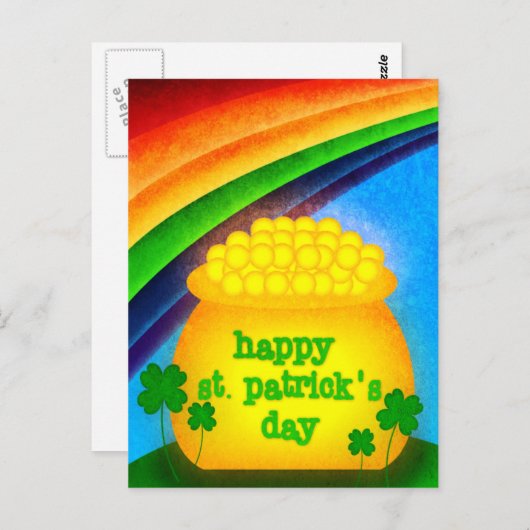 Carte Postale Joyeuse St. Patrick's Day - Gold (Devant / Derrière)