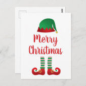 Carte Postale Joyeuse tenue Elf Noël Typographie rouge (Devant / Derrière)