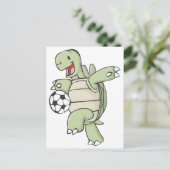 Carte Postale Joyeuse Tortue Jouer au football (Debout devant)