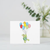 Carte Postale Joyeuse tortue volant sur des ballons (Debout devant)