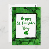 Carte Postale Joyeuse typographie de la Saint Patrick avec trèfl (Devant / Derrière)