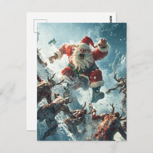 Carte postale Joyeuse Zombie Christmas (Devant / Derrière)