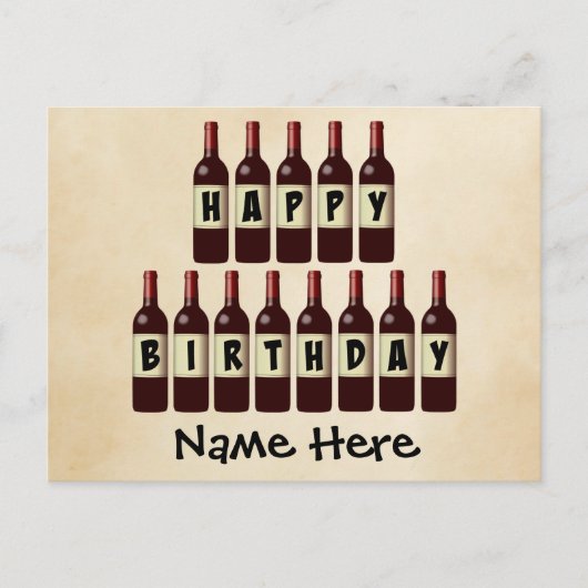 Carte Postale Joyeuses bouteilles de vin d'anniversaire Customis (Devant)