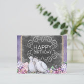 Carte Postale Joyeuses Doves d'Anniversaire Illustration florale (Debout devant)
