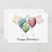 Carte Postale Joyeuses étoiles et ballons d'anniversaire (Devant / Derrière)