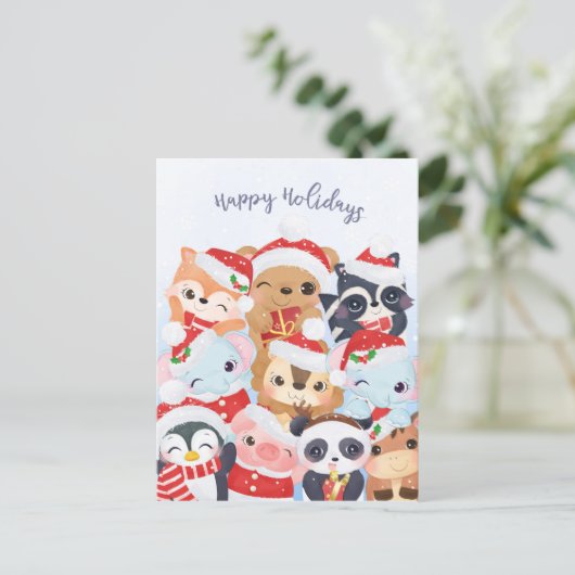 Carte postale Joyeuses Fêtes (Debout devant)