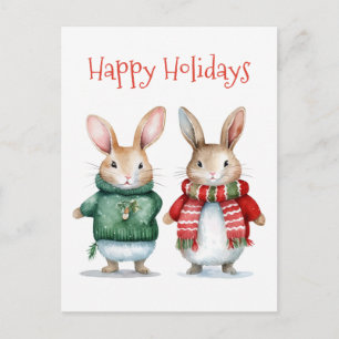 Carte Postale Joyeuses fêtes - Bons lapins d'hiver - Noël