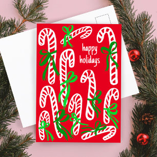 Carte Postale Joyeuses fêtes canne doux Noël mignon