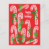 Carte Postale Joyeuses fêtes canne doux Noël mignon (Devant)