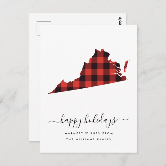 Carte Postale Joyeuses fêtes | Chaleureux Voeux Virginie (Devant / Derrière)