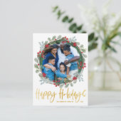 Carte Postale Joyeuses fêtes Chic Faux Gold Photo Noël (Debout devant)