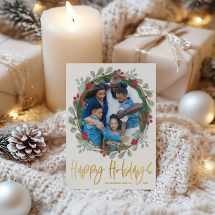 Carte Postale Joyeuses fêtes Chic Faux Gold Photo Noël