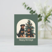 Carte Postale Joyeuses fêtes Chiens Rottweiler (Debout devant)