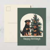 Carte Postale Joyeuses fêtes Chiens Rottweiler (Devant / Derrière)