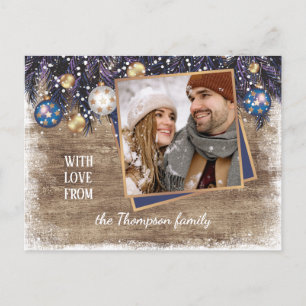 Carte Postale Joyeuses Fêtes classique de l'amour Motif de bois