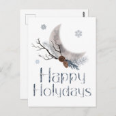 Carte Postale Joyeuses Fêtes Cônes de Pin et un Croissant de Lun (Devant / Derrière)