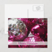 Carte postale "Joyeuses fêtes" de Pink Baubles (Devant / Derrière)