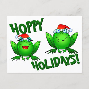 Carte Postale Joyeuses Fêtes Drôles de Grenouilles de Noël en De