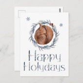 Carte Postale Joyeuses Fêtes Écureuil Dans Le Nid (Devant / Derrière)