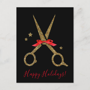 Carte Postale Joyeuses fêtes - Golden parties scintillant Hair S