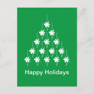 Carte Postale Joyeuses fêtes Green white snow sapin de Noël