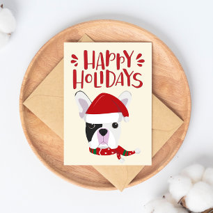 Carte Postale Joyeuses fêtes - Joli Noël de Bulldog Français