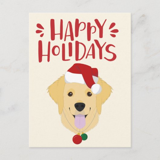 Carte Postale Joyeuses fêtes - Joli Noël Golden Retriever (Devant)