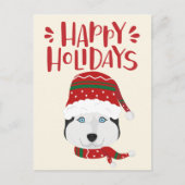 Carte Postale Joyeuses fêtes - Joli Noël Husky (Devant)