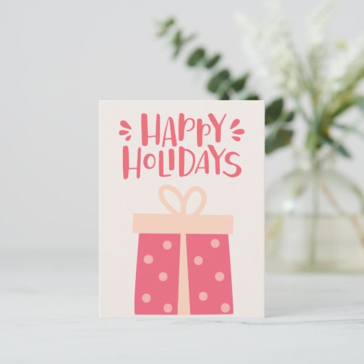 Carte Postale Joyeuses fêtes - Joli Noël Rétro présent (Debout devant)